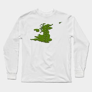 3d map of the UK with footprints across Long Sleeve T-Shirt